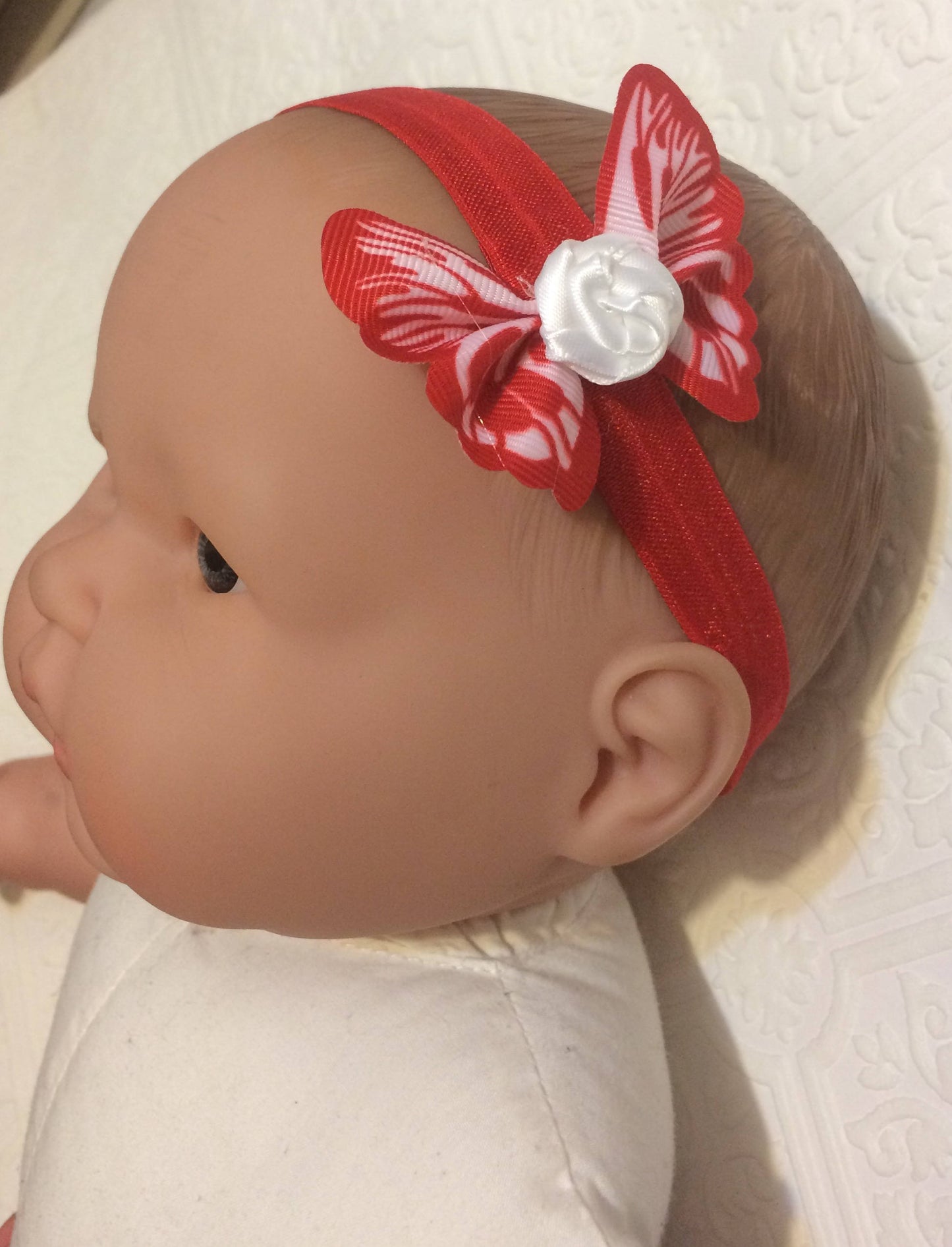 butterfly, butterfly headband, baby headband, baby butterfly headband, red butterfly headband, photography prop, baby prop, rose headband