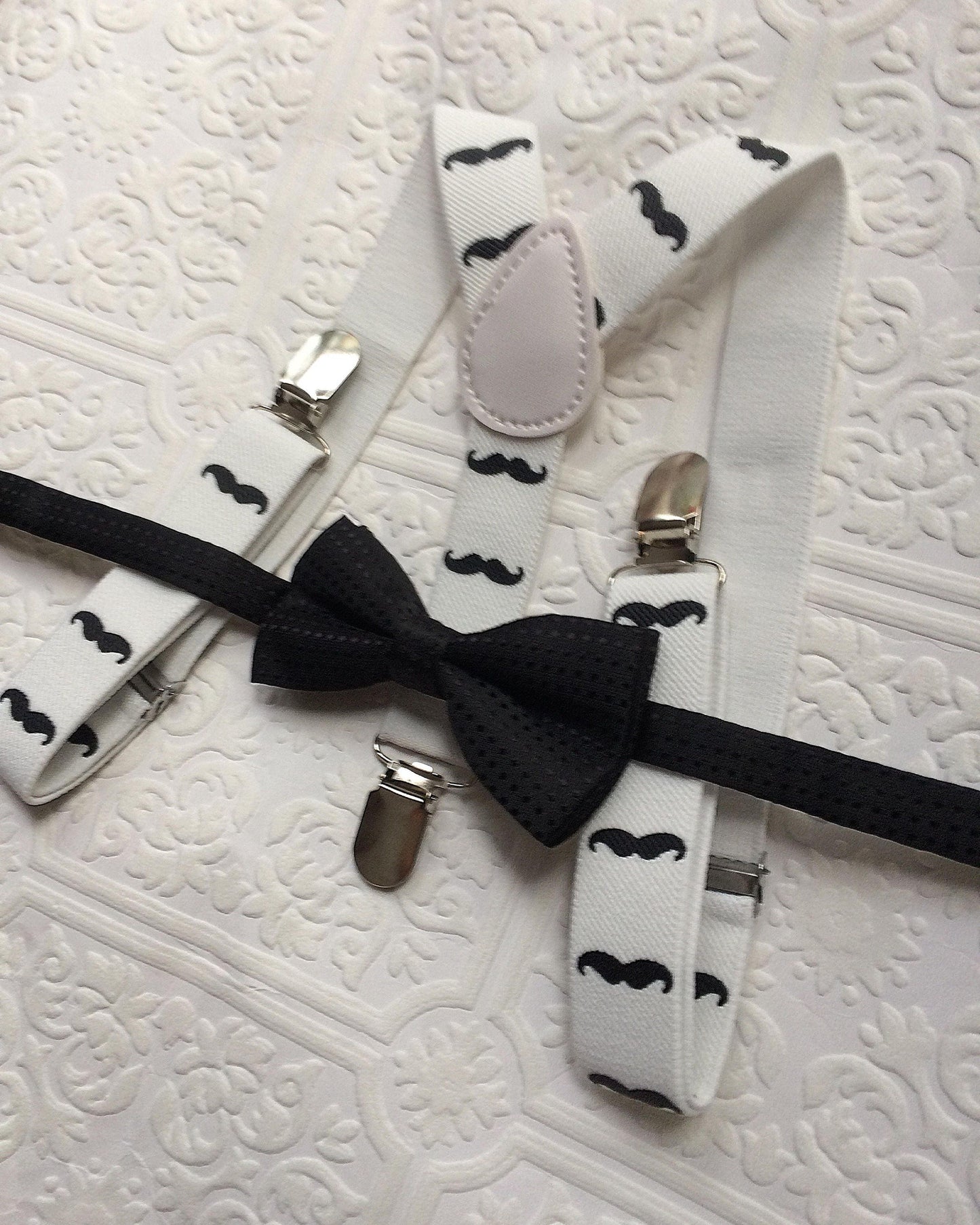 Movember baby suspenders, baby suspenders set, toddler suspenders, white suspenders, movember baby set, moustache baby suspenders set