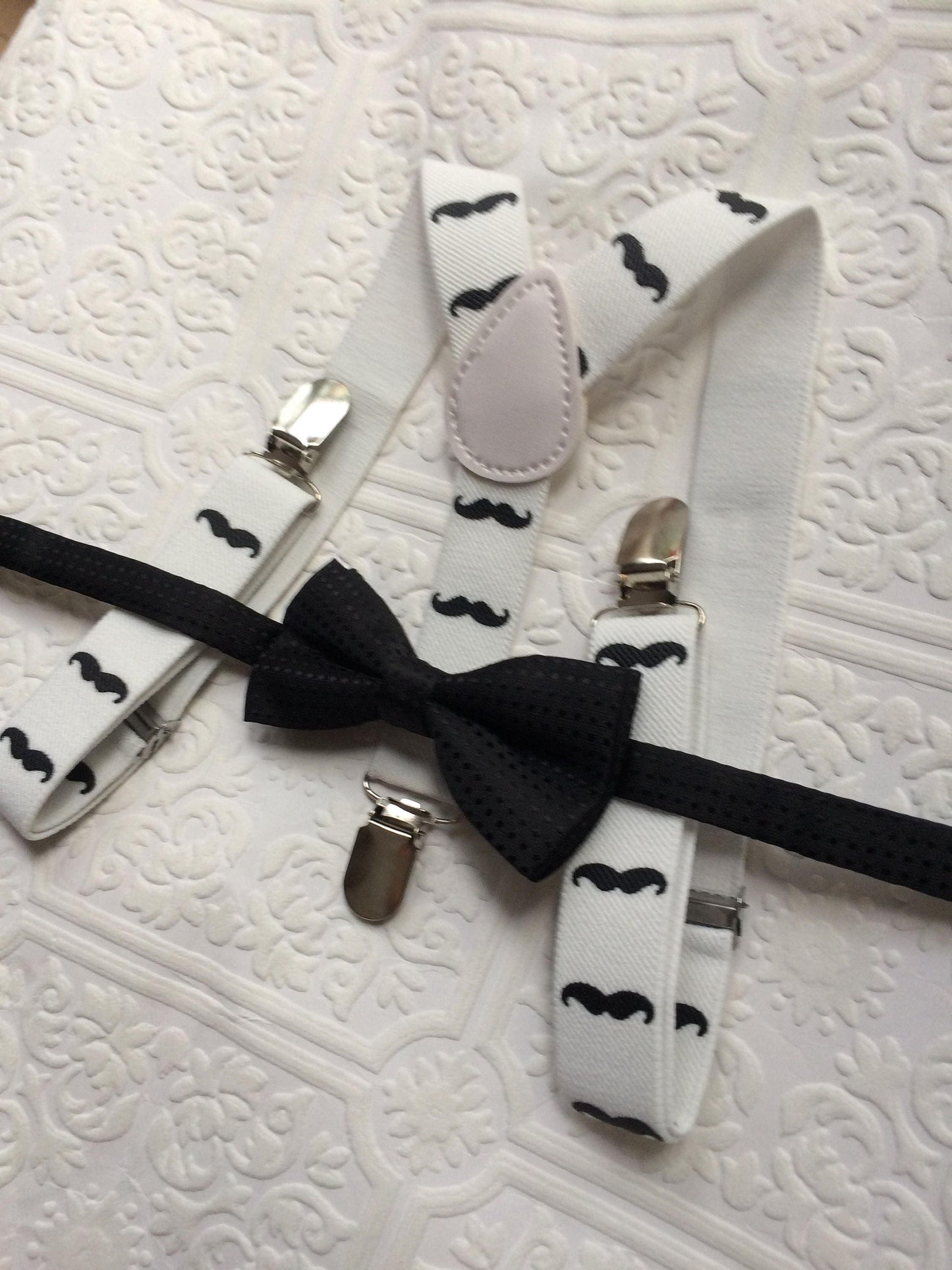 Movember baby suspenders, baby suspenders set, toddler suspenders, white suspenders, movember baby set, moustache baby suspenders set