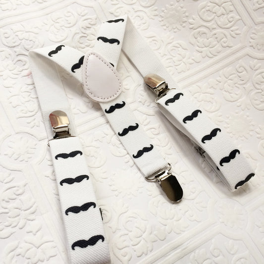 Movember baby suspenders, baby suspenders, toddler suspenders, white suspenders, movember toddler, moustache baby suspenders, suspenders