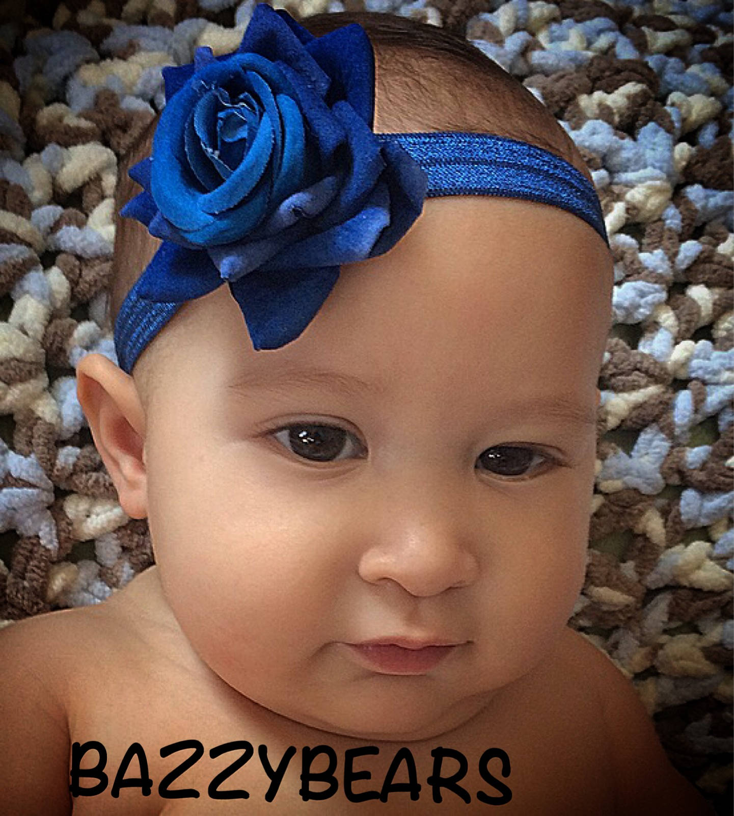 Rose headband, rose baby headband, baby headband, blue headband, newborn headband, blue baby headband, blue baby headband
