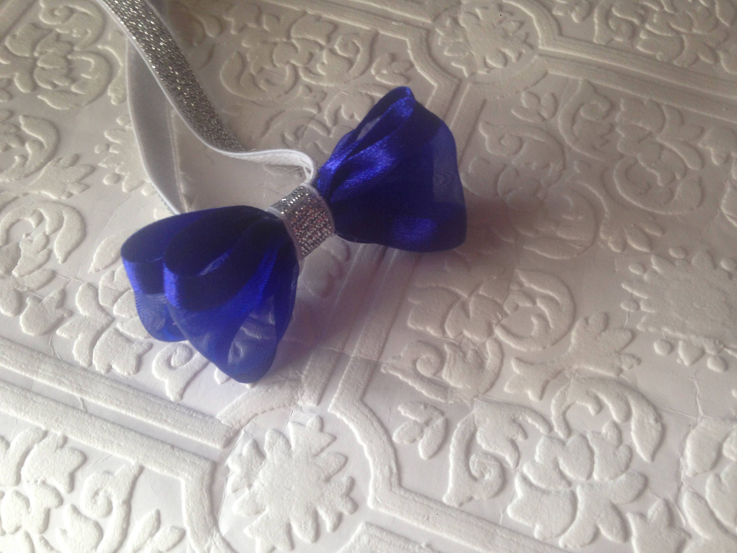 Blue bow headband, baby bow headband, sparkling bow headband, blue headband, blue baby headband, baby bow headband, Christmas headband