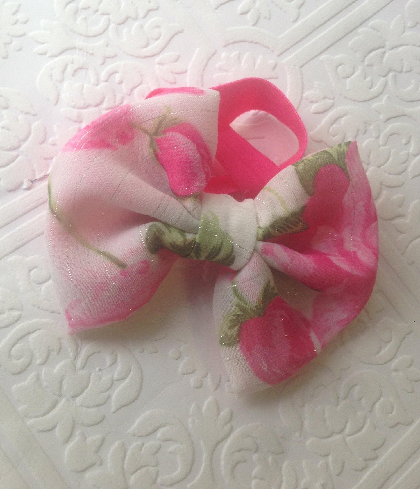 Pink baby headband, baby headband, pink bow headband, newborn headband, bow headband, roses headband, baby roses headband,pink rose baby