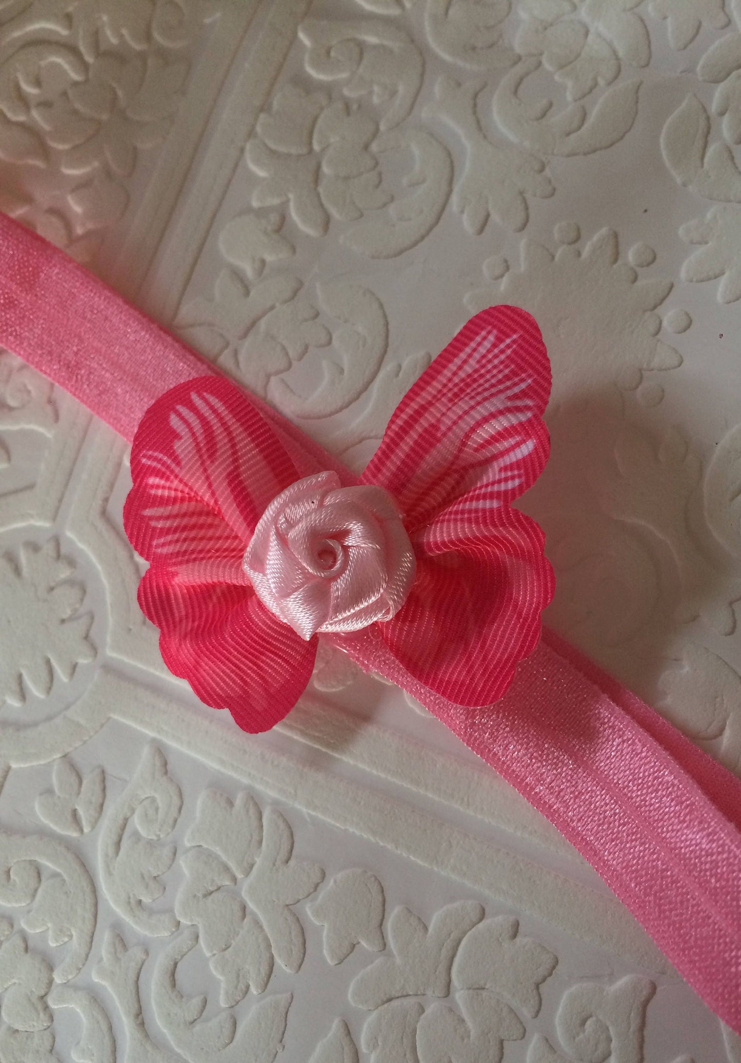 butterfly, butterfly headband, baby headband, baby butterfly headband, pink butterfly headband, photography prop, baby prop, rose headband