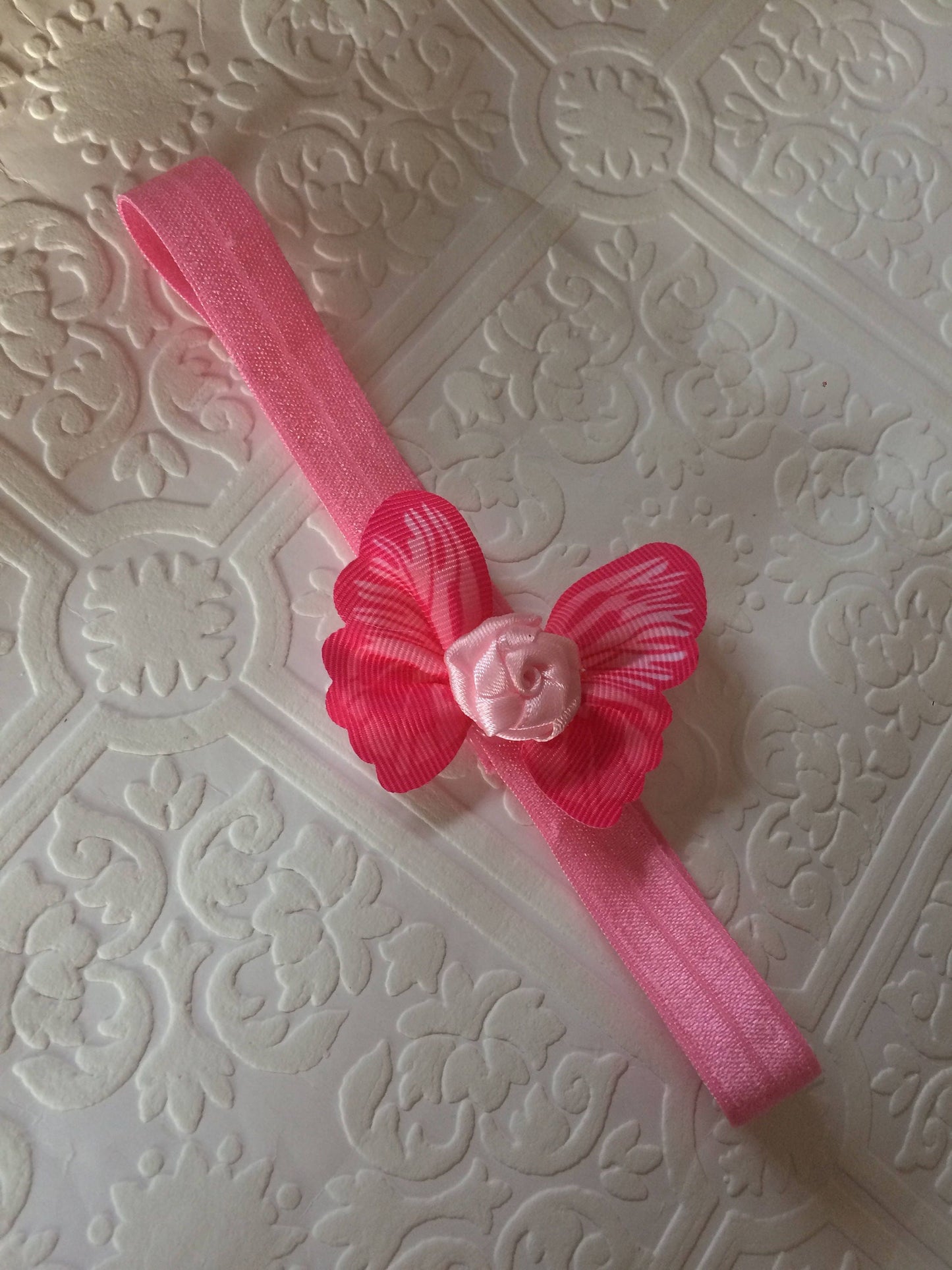 butterfly, butterfly headband, baby headband, baby butterfly headband, pink butterfly headband, photography prop, baby prop, rose headband