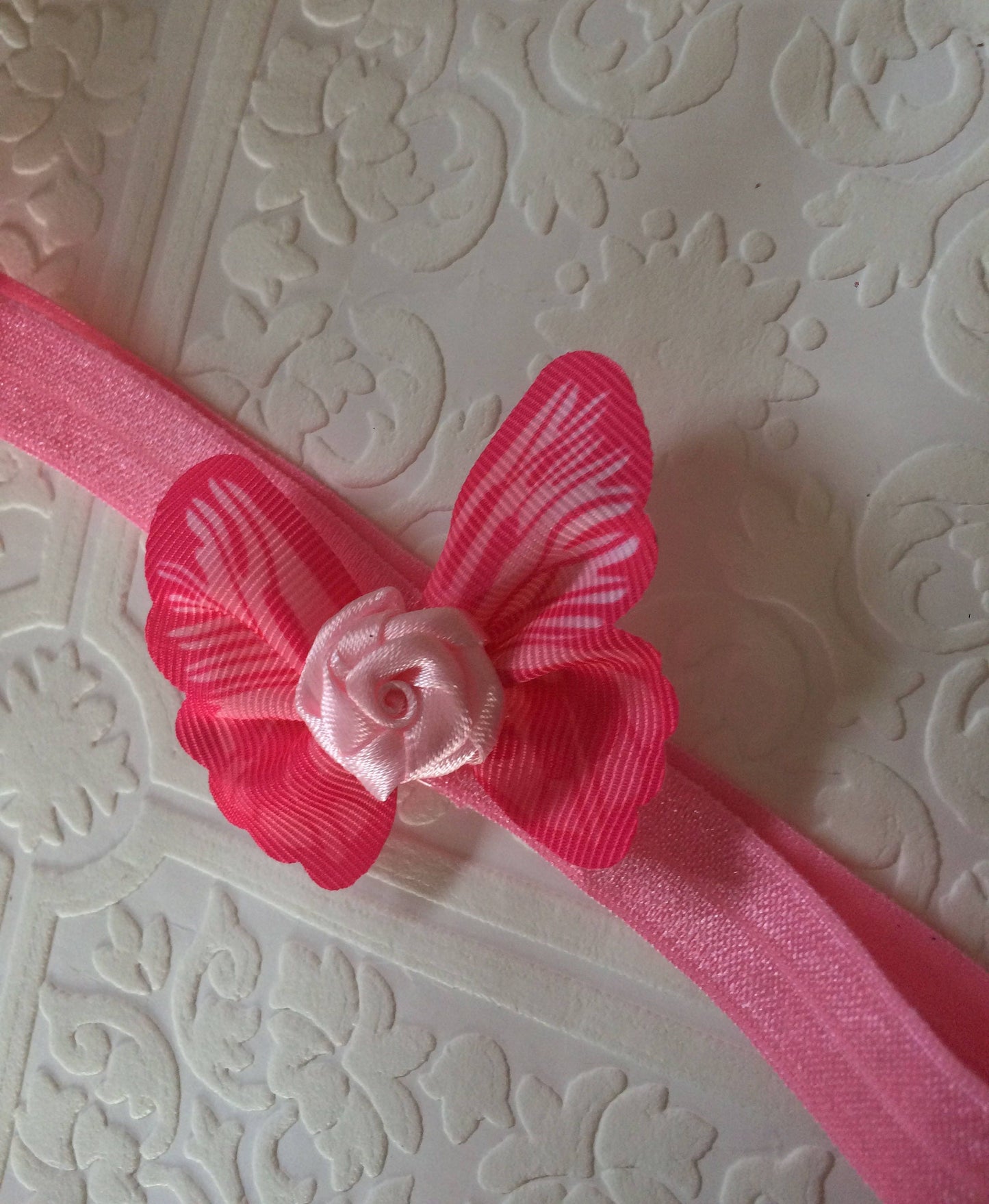 butterfly, butterfly headband, baby headband, baby butterfly headband, pink butterfly headband, photography prop, baby prop, rose headband