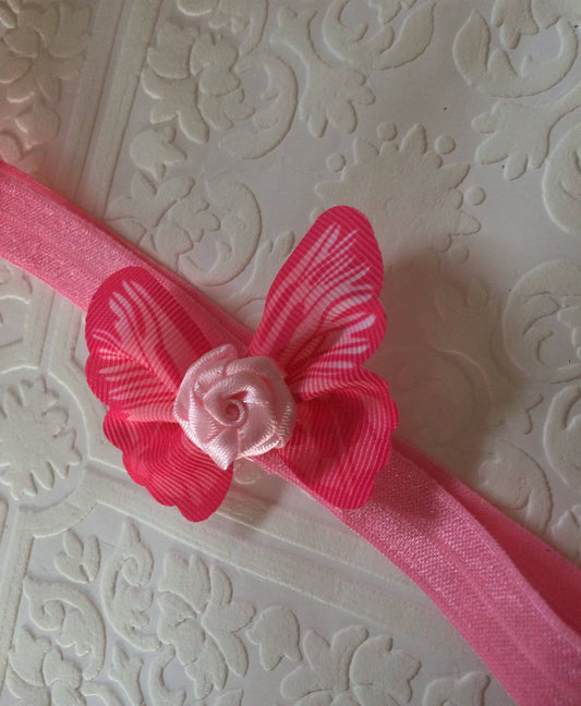 butterfly, butterfly headband, baby headband, baby butterfly headband, pink butterfly headband, photography prop, baby prop, rose headband