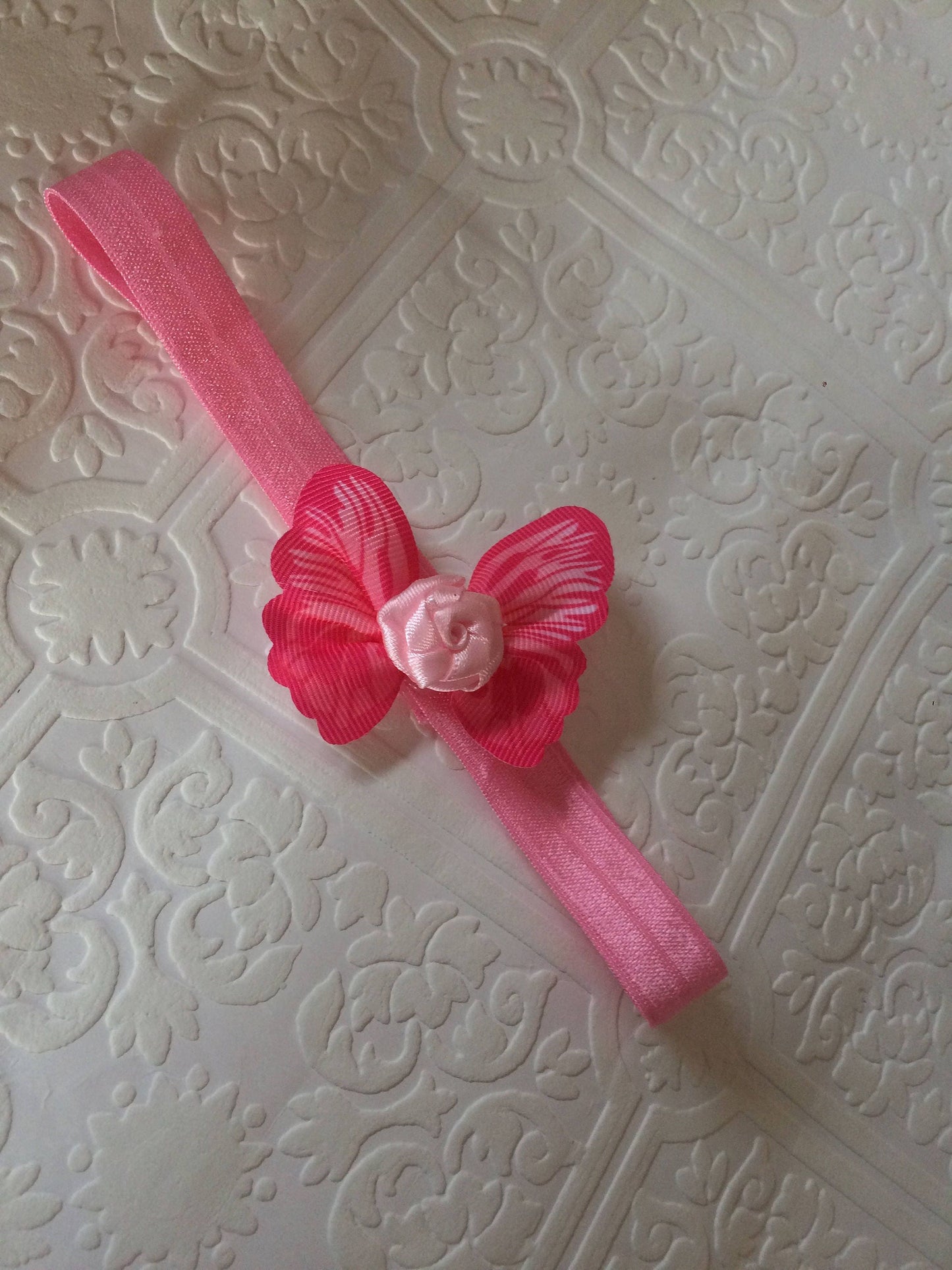 butterfly, butterfly headband, baby headband, baby butterfly headband, pink butterfly headband, photography prop, baby prop, rose headband