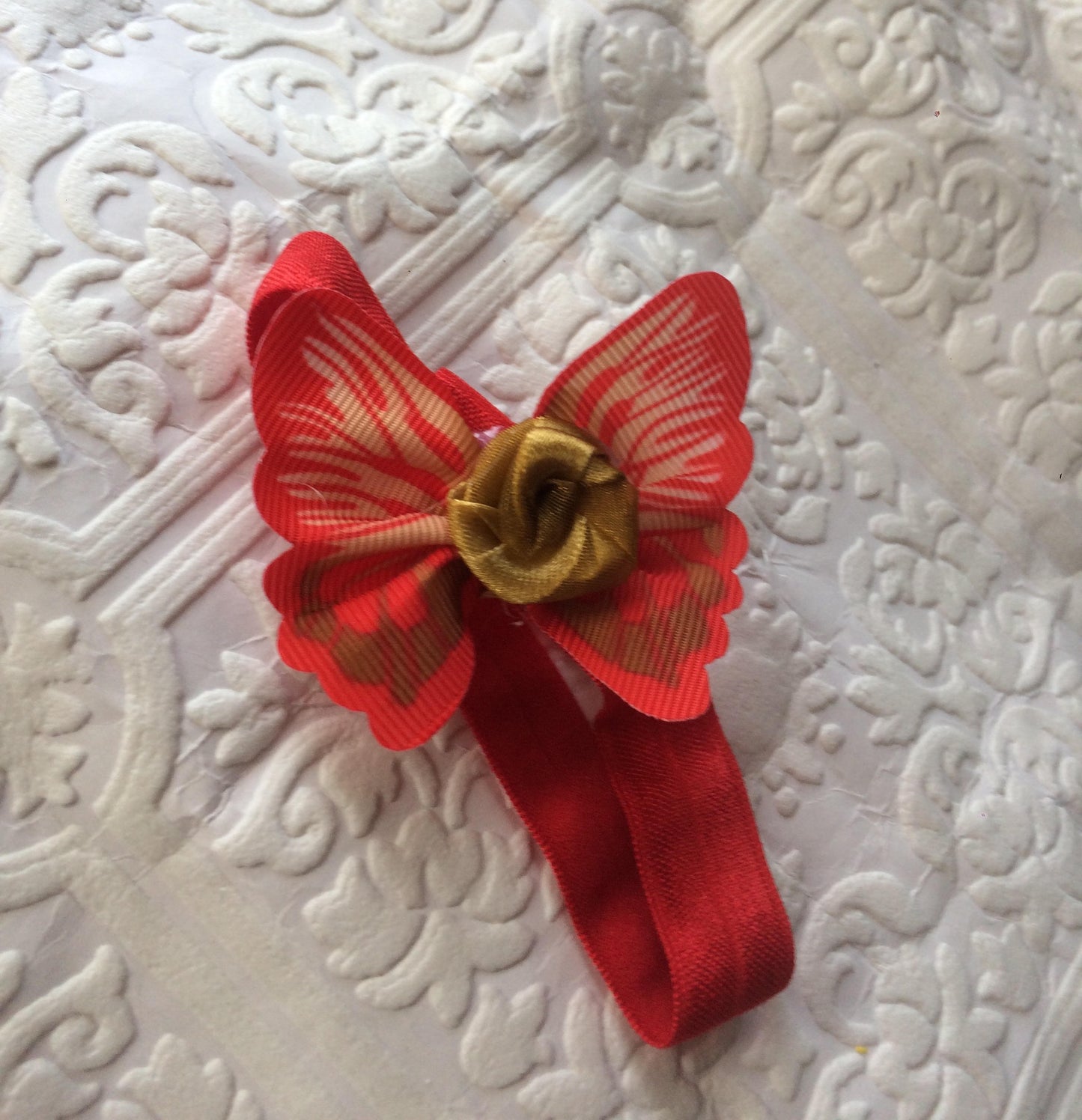 butterfly, butterfly headband, baby headband, baby butterfly headband, red butterfly headband, photography prop, baby prop, rose headband