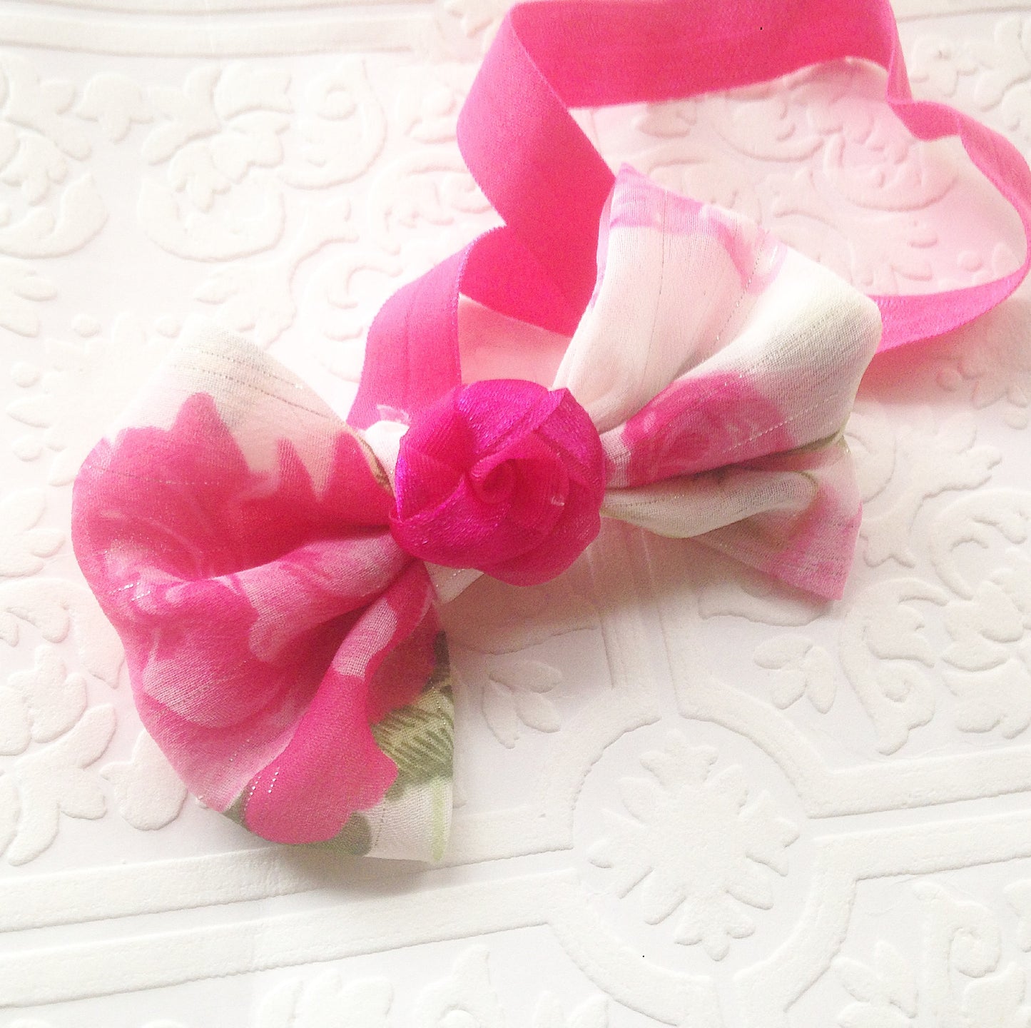 Pink baby headband, baby headband, pink bow headband, newborn headband, bow headband, roses headband, baby roses headband,pink rose baby