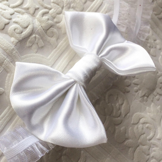 White baby headband, baptism headband, bow headband, satin baby headband, white headband, baby headband, white headband, satin hair bow