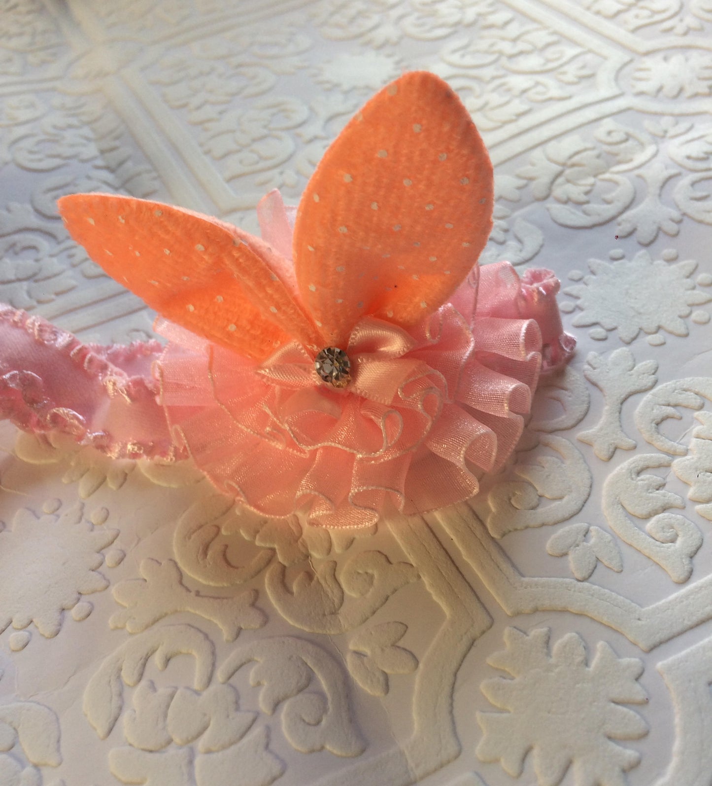 Bunny headband,Easter headband, tiny bunny ears, tiny bunny headband, bunny baby headband, peach bunny ears, pink bunny ear clip, bunny ears