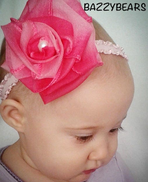 pink rose baby headband, baby rose headband, big rose headband, infant headband, flower baby headband, rose headband, rose flower headband