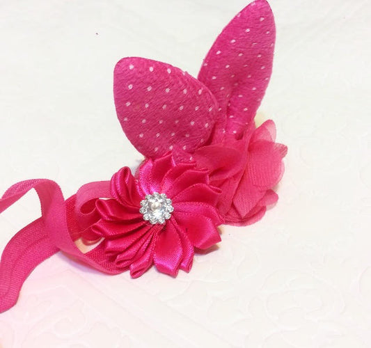 bunny headband, tiny bunny ears, tiny bunny headband, bunny baby headband, pink bunny ears, pink bunny ear clip, bunny ear clip, baby ears