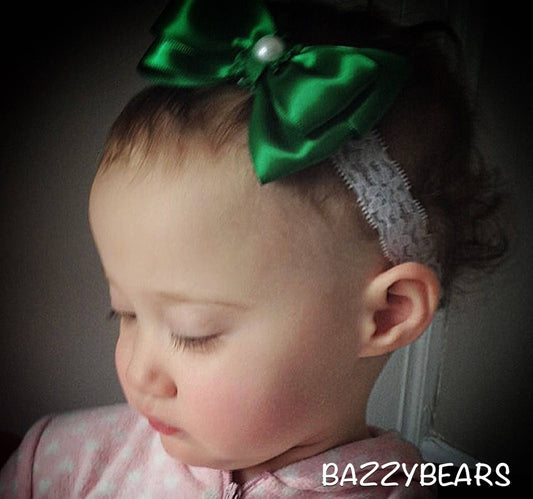 Green baby headband, emerald headband, green baby bow, green bow, green bow headband, bow headband, st.patricks headband, holiday headband