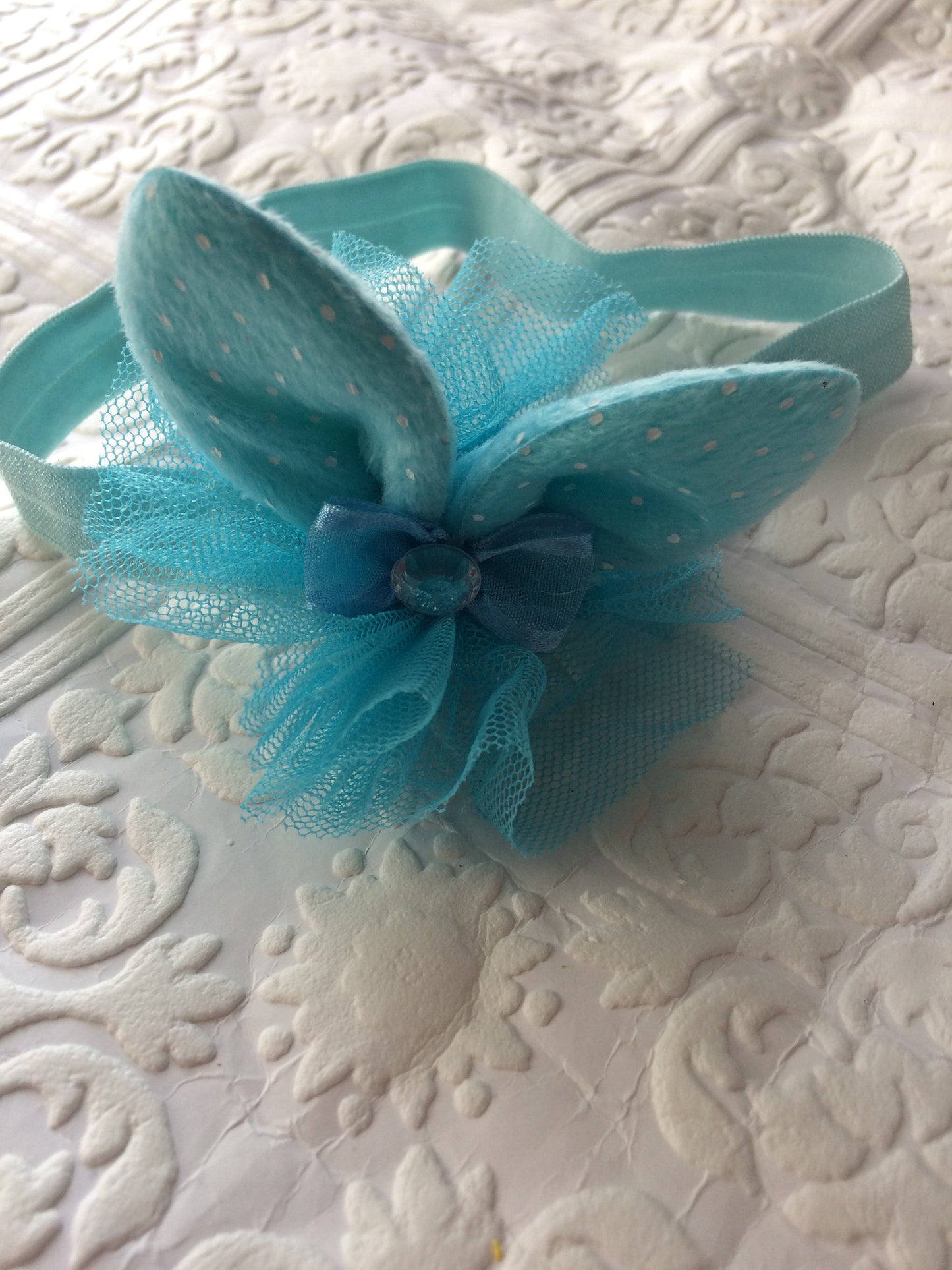 Easter bunny headband, bunny ears, tiny bunny headband, bunny baby headband, blue bunny ears, blue bunny ear clip, bunny ear clip, baby ears