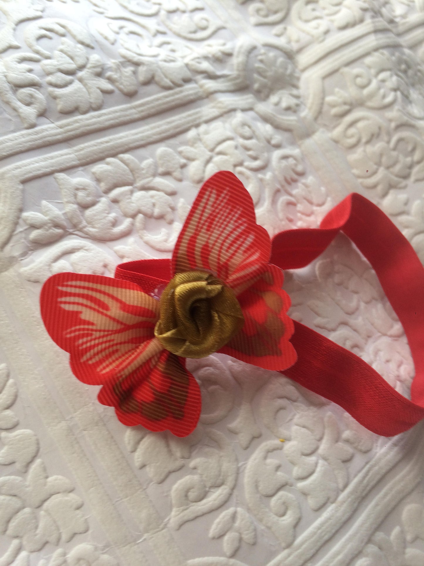 butterfly, butterfly headband, baby headband, baby butterfly headband, red butterfly headband, photography prop, baby prop, rose headband