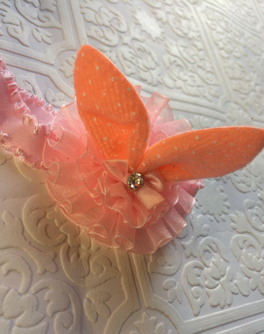 Bunny headband,Easter headband, tiny bunny ears, tiny bunny headband, bunny baby headband, peach bunny ears, pink bunny ear clip, bunny ears