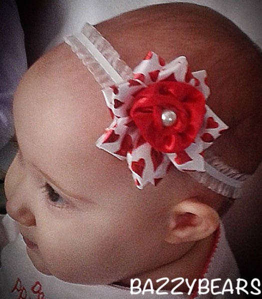 red rose baby headband, hearts baby headband, baby flower headband,red baby headband,red rose headband, flower headband, red flower headband