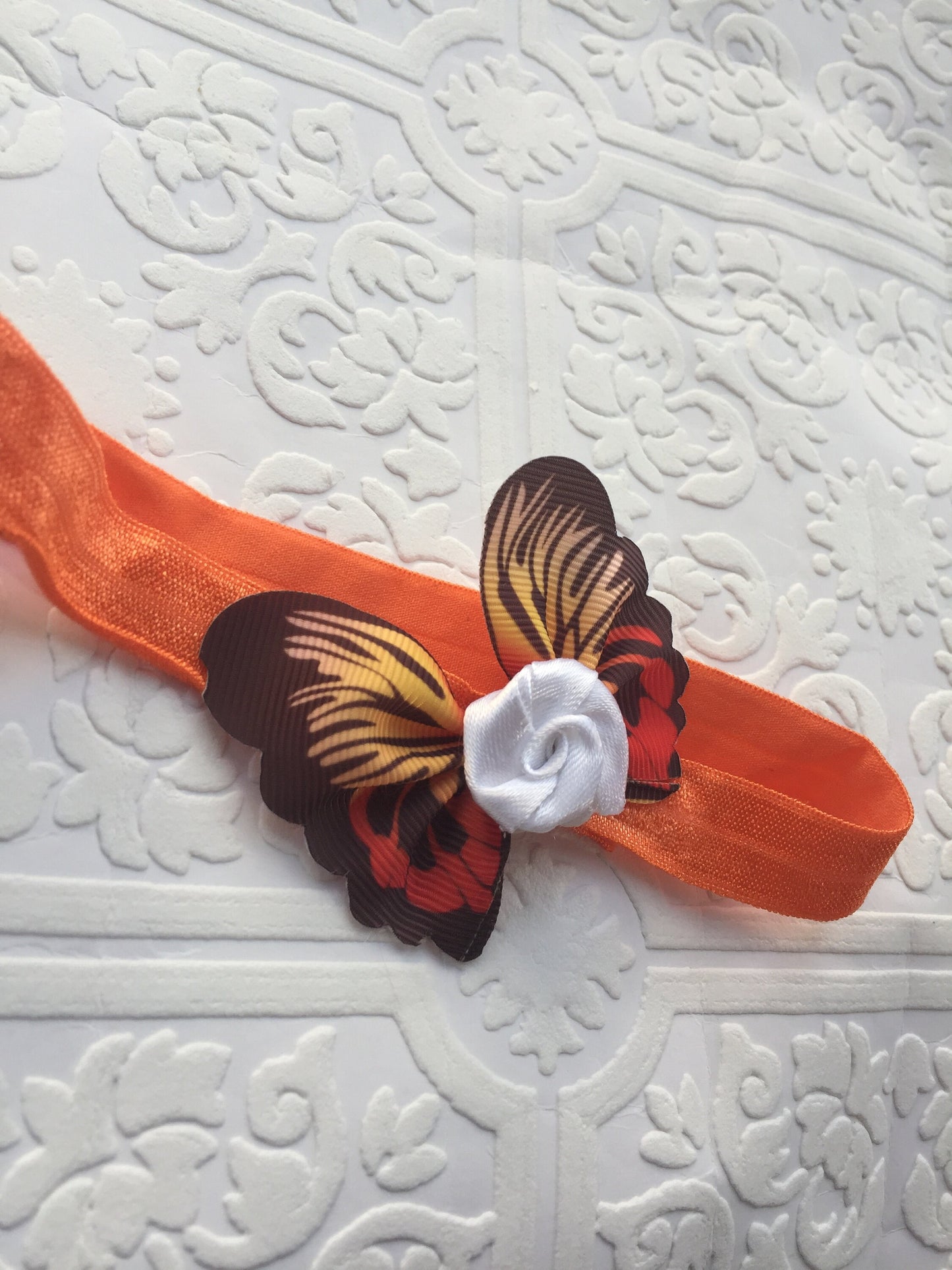 butterfly, butterfly headband,baby headband, baby butterfly headband, orange butterfly headband, photography prop, baby prop, tiger headband