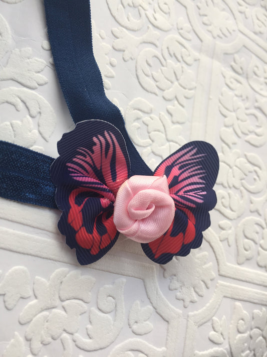 butterfly, butterfly headband, baby headband, baby butterfly headband, blue butterfly headband, photography prop, baby prop, rose headband