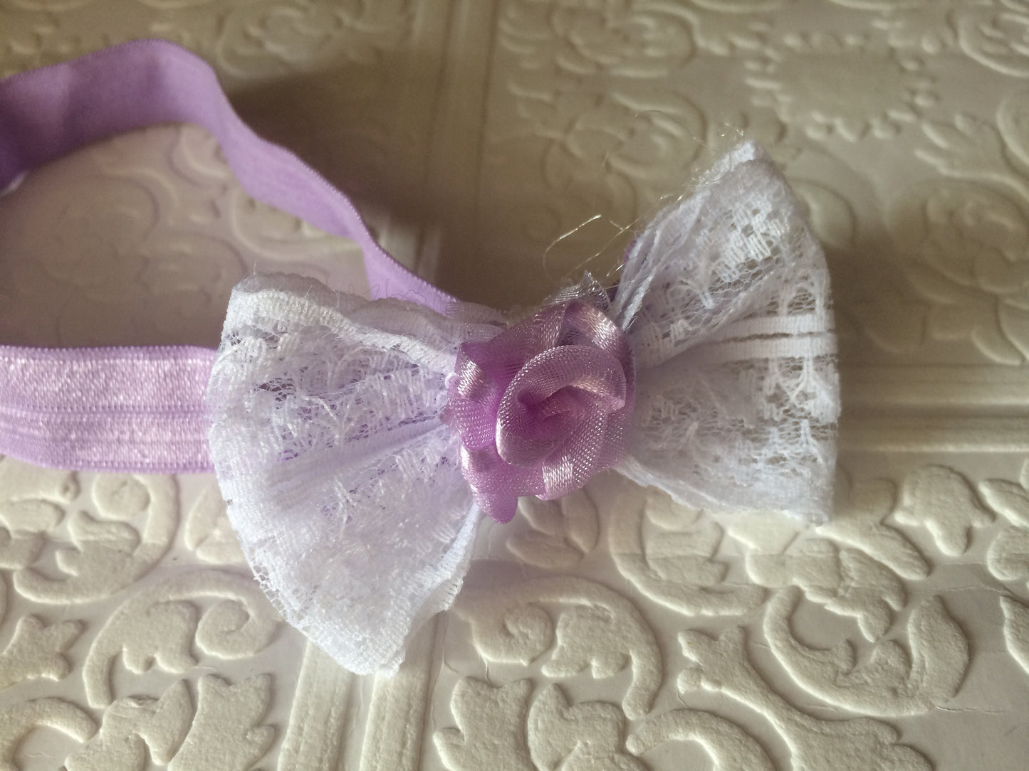 White bow headband, white baby headband,  lace headband,  wedding baby headband,  rose baby headband,  baby headband, white bow, purple bow