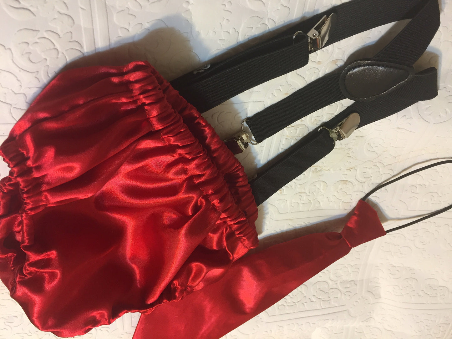 1st birthday bloomer, red bloomer, satin red bloomer, birthday bloomer, cake smash bloomer, black suspenders, diaper cover, Suspenders