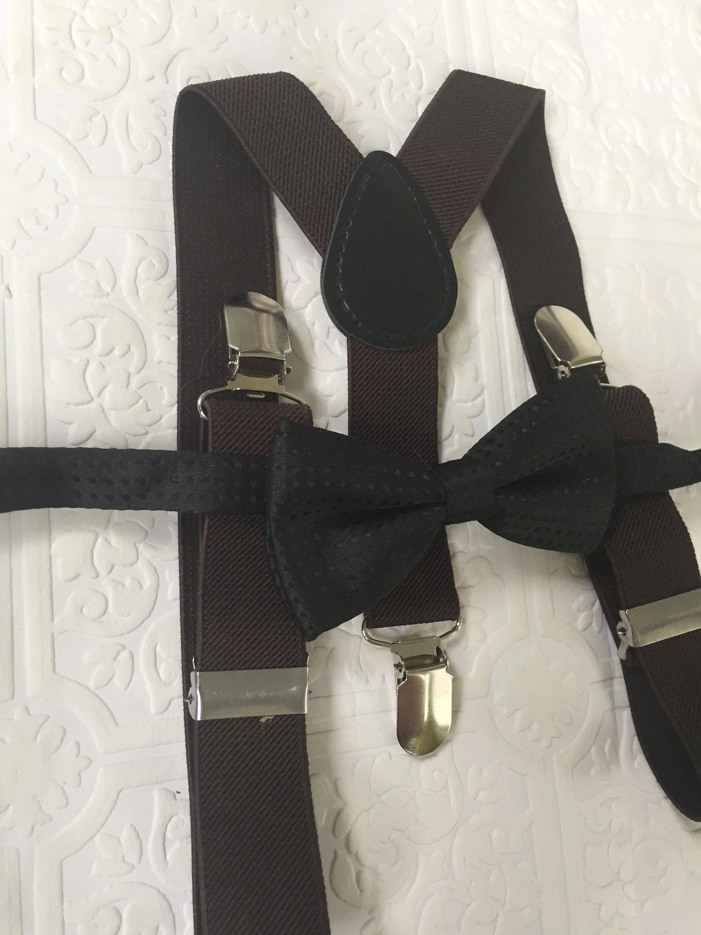 Black Y-Back Suspender and black bow tie set Kids Photoprop Wedding Accessories Boys, suspenders and bow tie, bow tie and suspenders, black