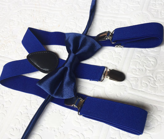 Baby suspenders, royal blue baby suspenders, bow tie and suspenders, blue suspenders set, blue bow tie, suspenders and bow tie, ringbearer