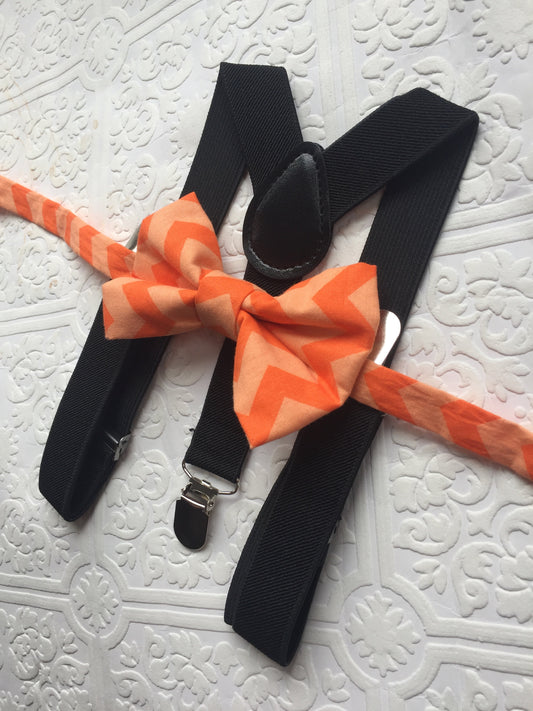 Chevron Bow Tie & Suspenders Set