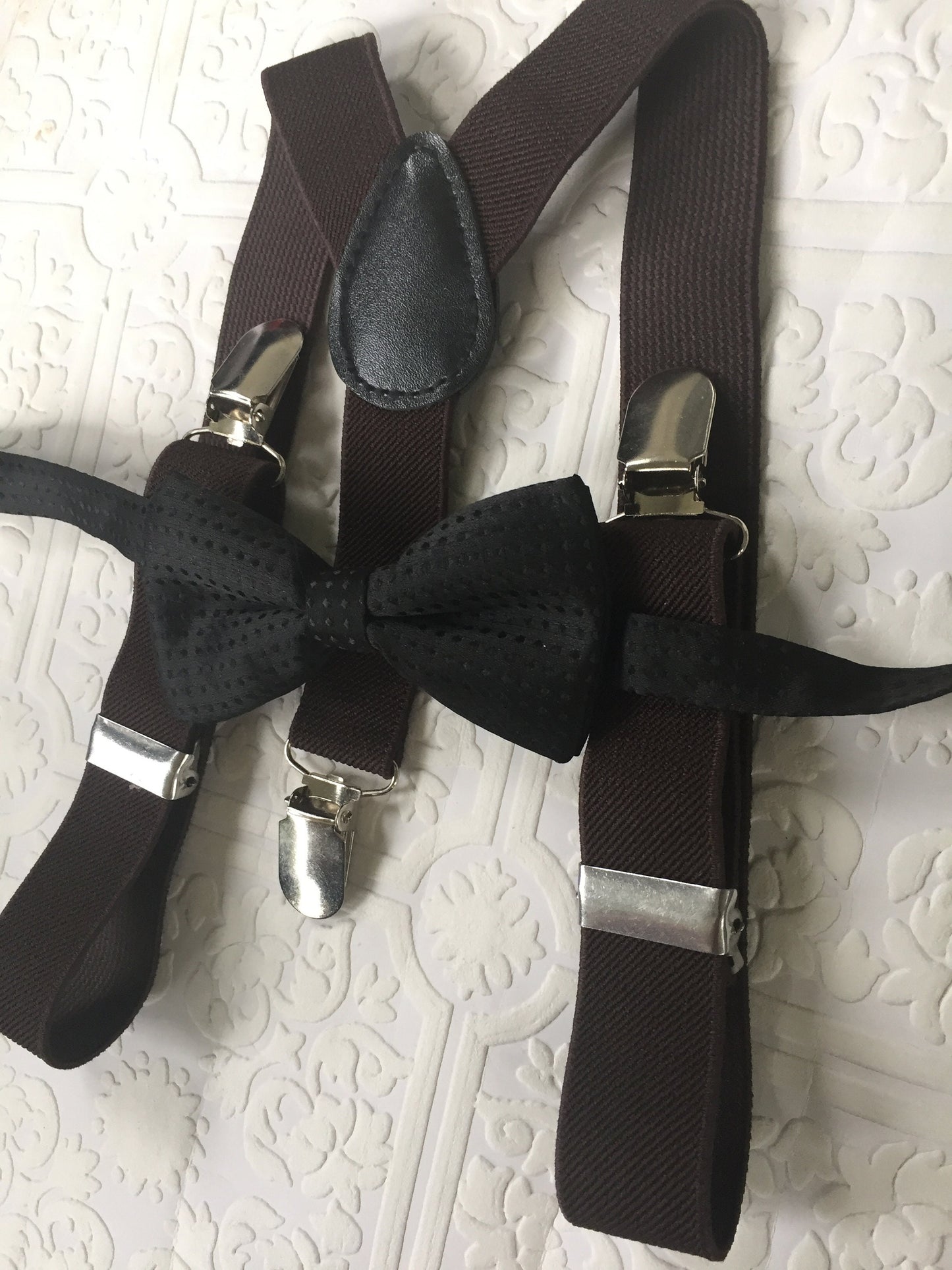 Black Y-Back Suspender and black bow tie set Kids Photoprop Wedding Accessories Boys, suspenders and bow tie, bow tie and suspenders, black