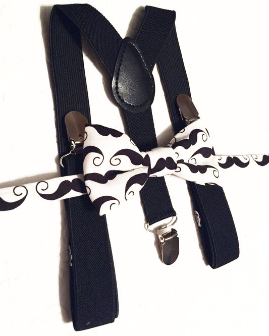 Mustache Baby Bow Tie, Mustache Baby Boy Bowtie and Suspender Set, Baby Bow Tie, Baby Mustache Bow Tie, Mustache Toddler Bow Tie-newborn-5yr