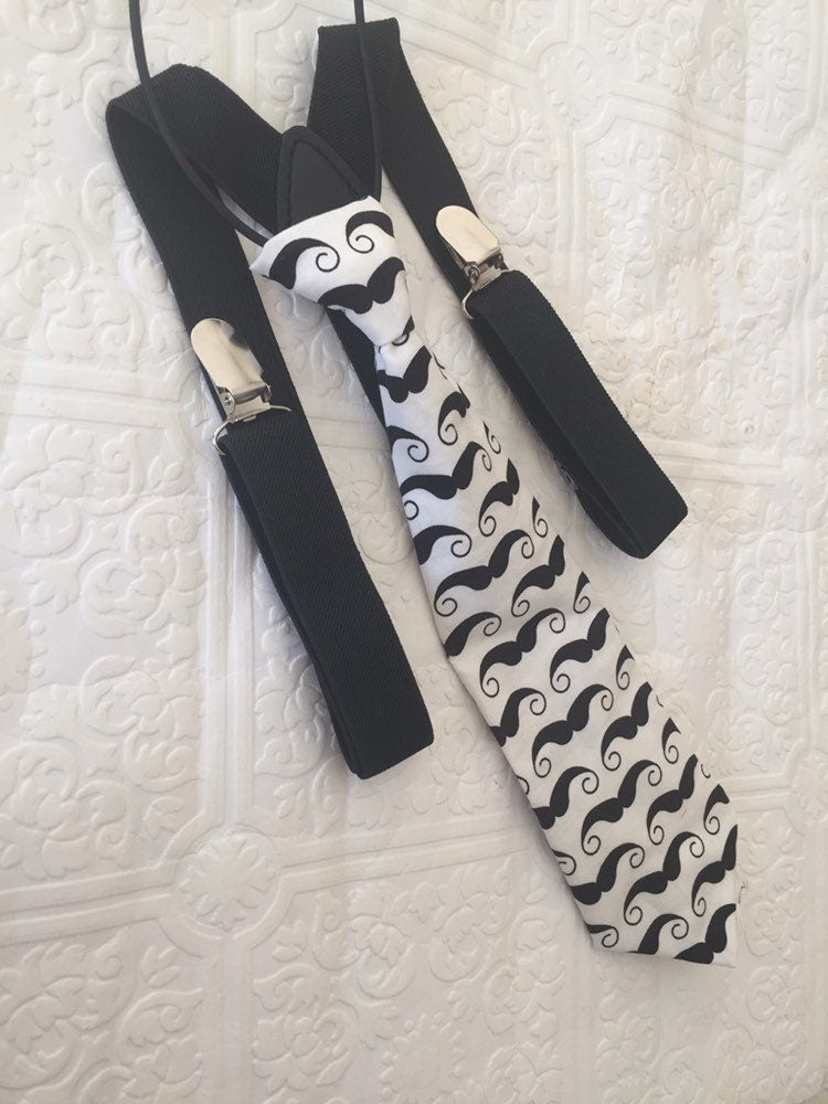 Mustache Tie and Suspenders, Little man 1st birthday set, 1st birthday cake smash outfit, mustache cake smash, mustache tie, boy cake smash,