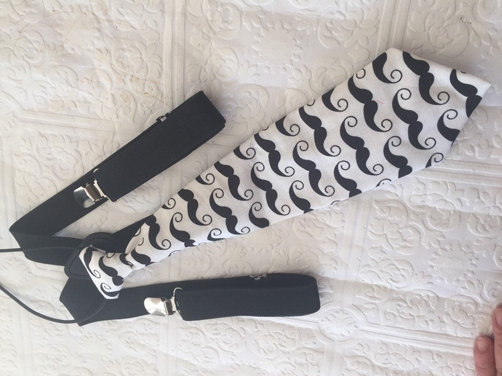 Mustache Tie and Suspenders, Little man 1st birthday set, 1st birthday cake smash outfit, mustache cake smash, mustache tie, boy cake smash,