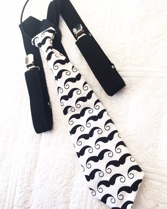 Mustache Tie and Suspenders, Little man 1st birthday set, 1st birthday cake smash outfit, mustache cake smash, mustache tie, boy cake smash,