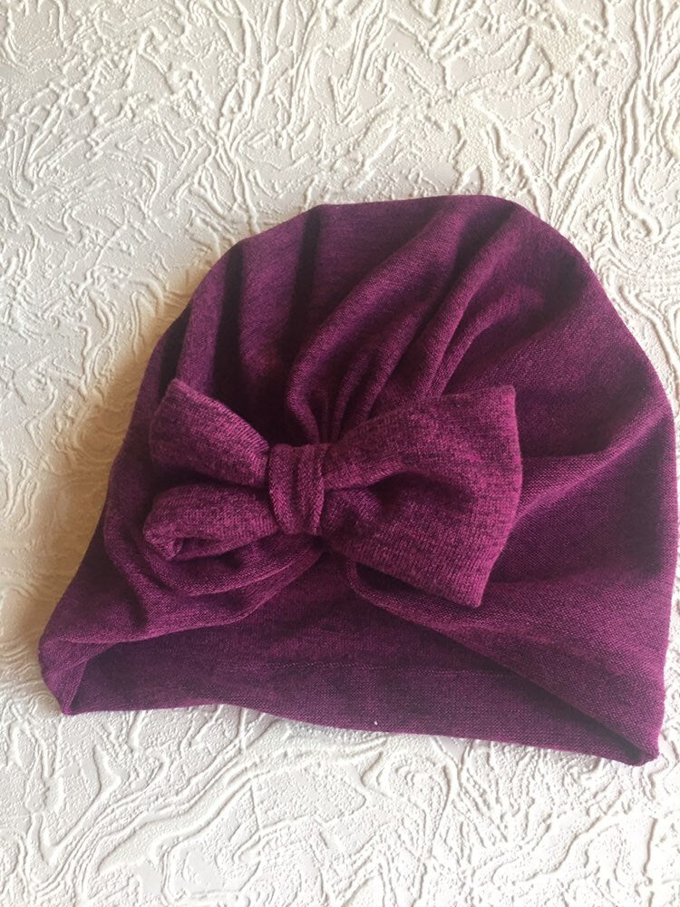 Turban hat, Baby Hat, Baby Girl Bow, Hair Bow, Turban For Tots, Newborn Bow, Baby Shower Gift, Autumn Bows, Turban Knot, Toddler Hat