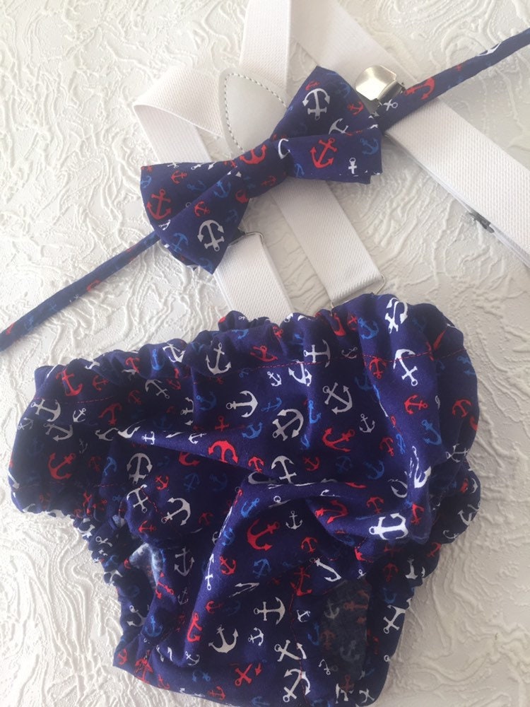 Nautical Print 3 Piece Cake Smash Outfit - Photo Prop