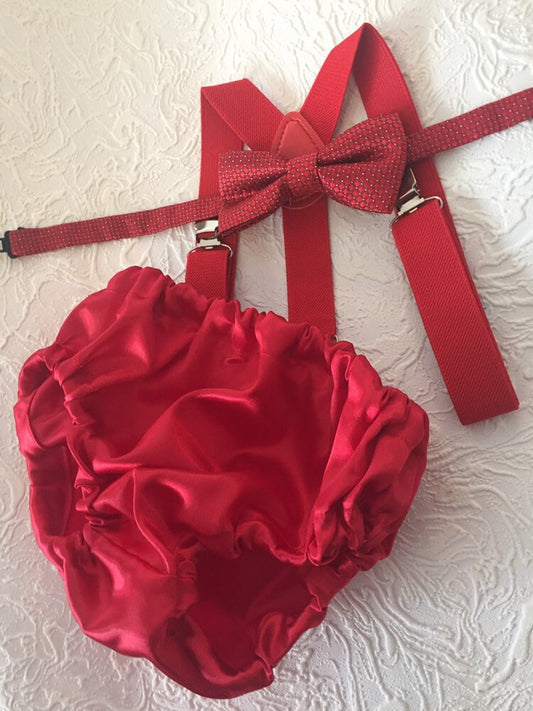 1st Birthday boy cake smash bow tie suspenders outfit 12 mo Red White LOVE Valentine day Bow, bloomers, shorts,diaper cover