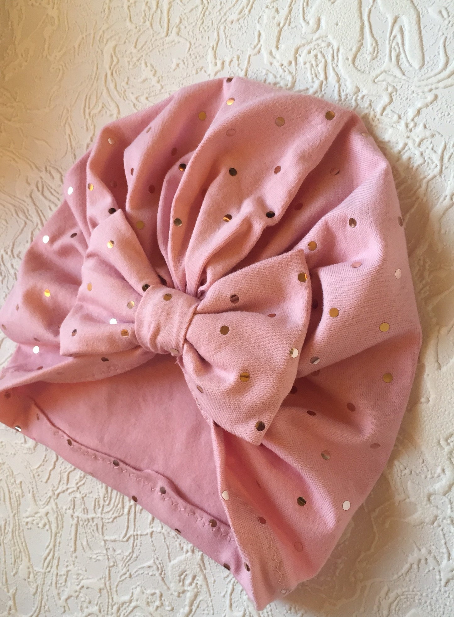 Baby Turban Hat, Newborn Turbans, Baby Girl Hair Bow, Pink Hair Bow, Baby Shower Gift, Valentines Day Gift, Hat with BowA