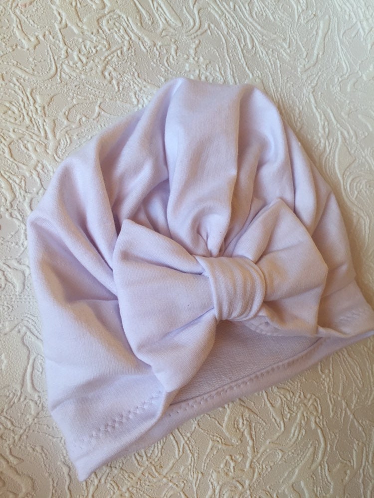 Turban Hat, Hair Bow, Baby Girl Turbans, Hat with Bow, Bows for Babies, White Bows