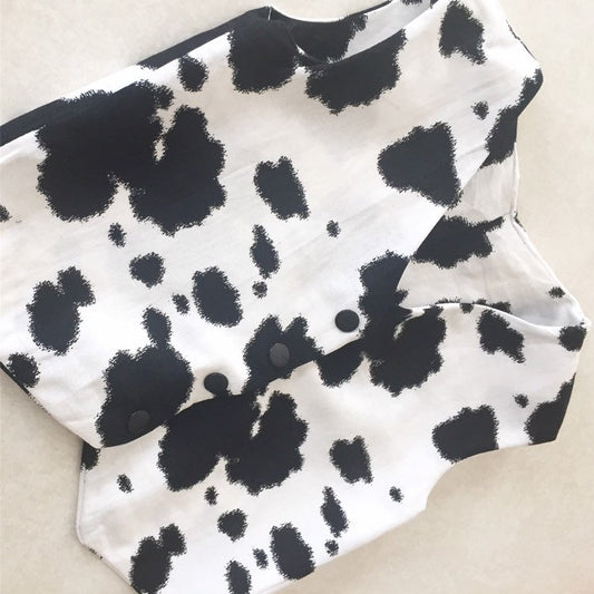 Cute Cowgirl or Cowboy lined Vest in Black and White Cow Print Infant Toddler and Girl's/Boy's Cow Print Vest Toddler Cow Print Vest