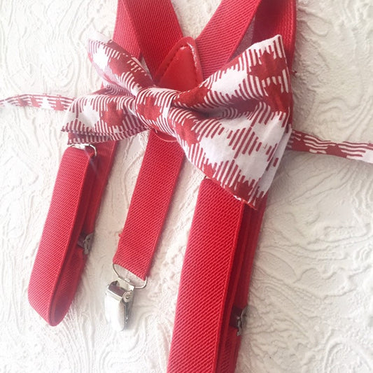 Red Bow Tie and Suspenders, Red Bow Tie, Bright Red Suspenders, Toddler Suspenders, Mens, Adult, Boys, Kids, Baby, Child, Photo Prop