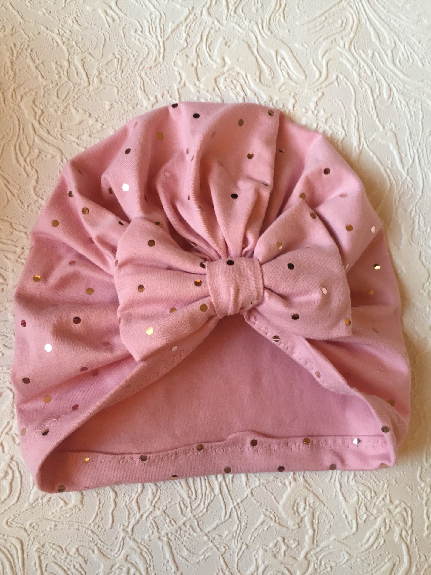 Baby Turban Hat, Newborn Turbans, Baby Girl Hair Bow, Pink Hair Bow, Baby Shower Gift, Valentines Day Gift, Hat with BowA