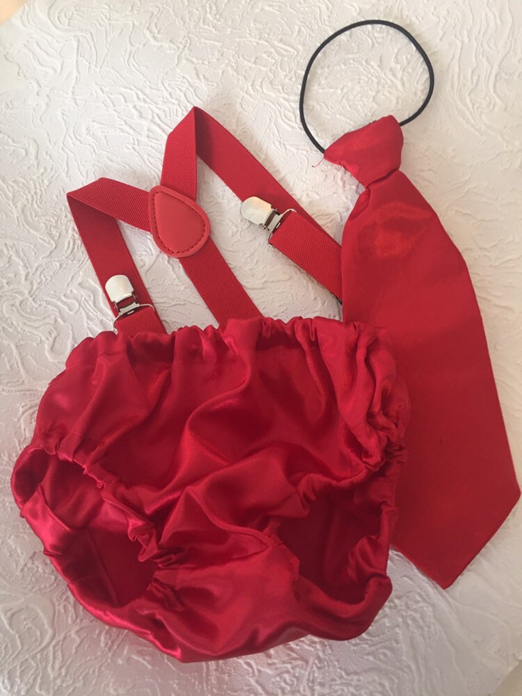 Baby Boy 1st Birthday Outfit, Cake Smash Boy Outfit, Red Diaper Cover, Bow tie and Suspender, First Birthday Boy, 1st Smash Outfit