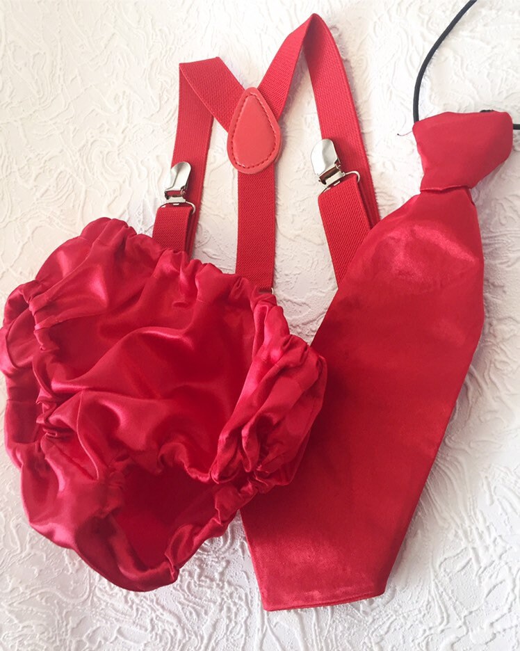 Baby Boy 1st Birthday Outfit, Cake Smash Boy Outfit, Red Diaper Cover, Bow tie and Suspender, First Birthday Boy, 1st Smash Outfit