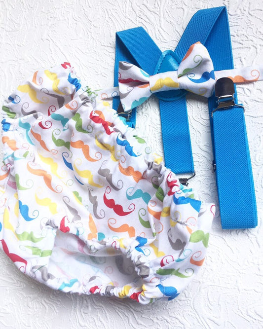 Mr Onederful Cake Smash Boy Outfit, white Diaper Cover, Bow tie and Suspender, 1st Birthday Boy, Bowtie baby outfit, Bowtie birthday outfit,