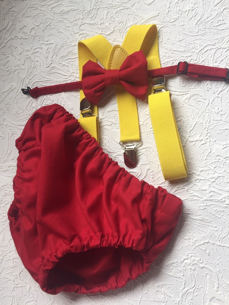 3 Piece Red Cake Smash Outfit - 1st Birthday Set