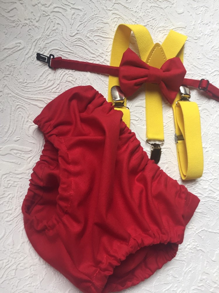 3 Piece Red Cake Smash Outfit - 1st Birthday Set