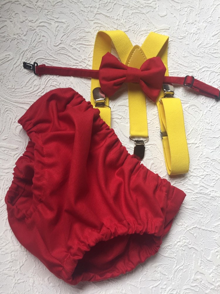 3 Piece Red Cake Smash Outfit - 1st Birthday Set