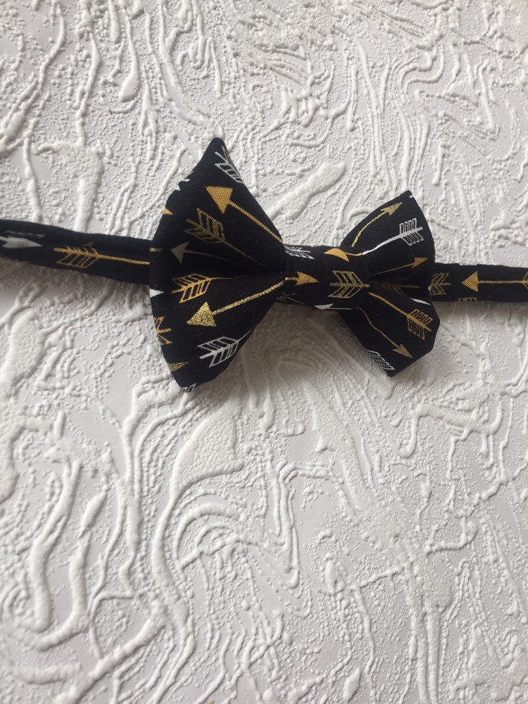 Arrow Bow Tie, Black and gold Bow, Kids Bow Tie, Bowtie, silver bow tie, Mens Bow Tie, Toddler Bow Tie, wild one bow tie